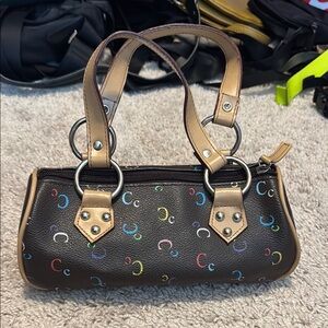 Mixit Brown Mini Bag with Glossy Finish